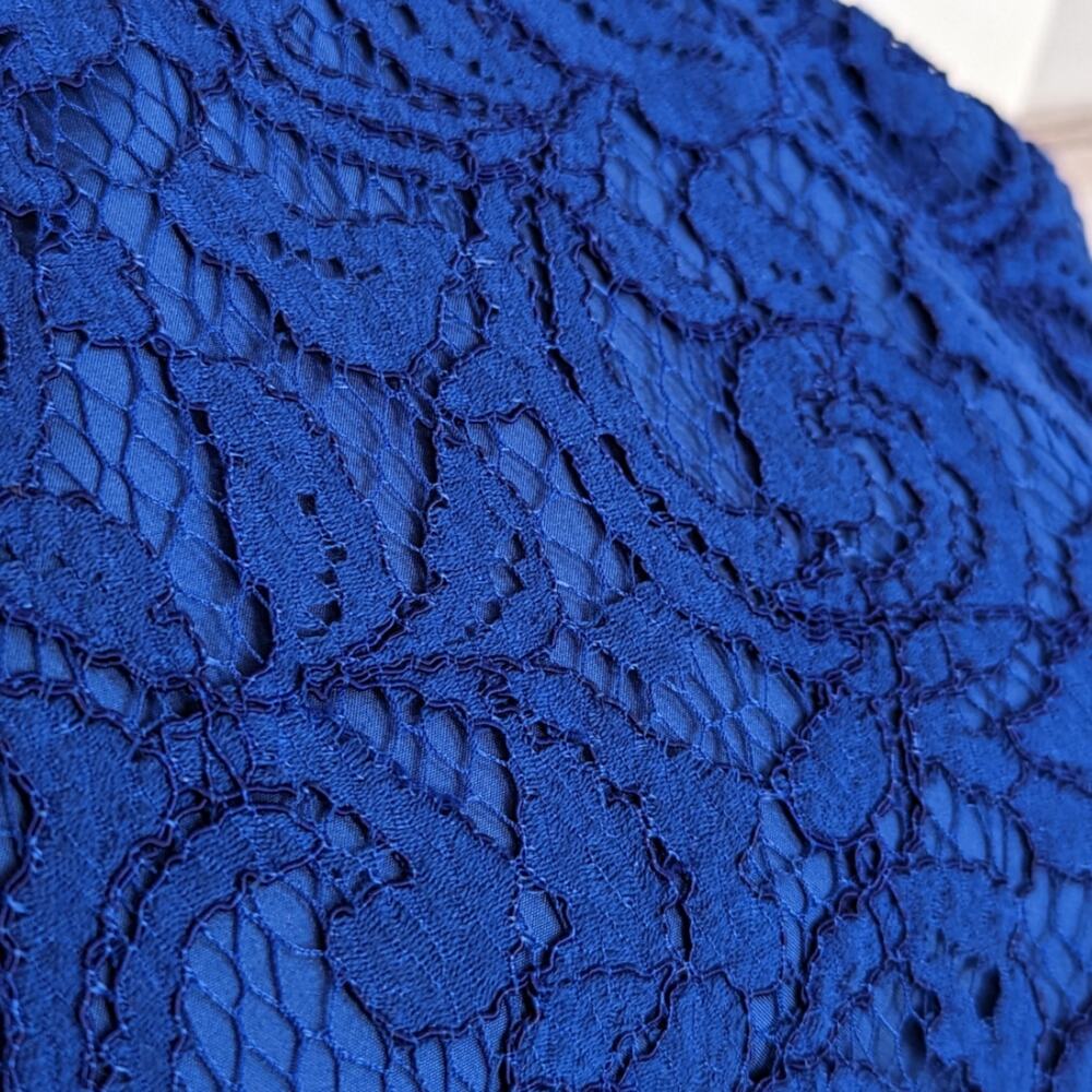 J. Crew Lydia Dress Leaver's Lace Sz 4 Bridesmaid Wedding Navy Sheath Midi - Picture 3 of 7
